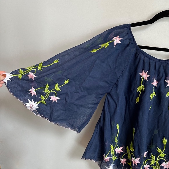 Navy Blue Embroidered Blouse - Picture 2 of 6